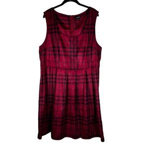 Torrid Red Plaid Sleeveless Lined Skater Dress Lined Pleats Soft sz 22